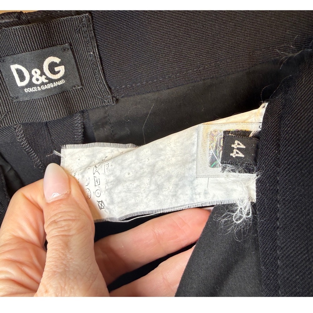 D&G Dolce & Gabbana‎ Womens Black Straight Leg Dress Pants Satin Trim Sz 44 (10) - Picture 12 of 14